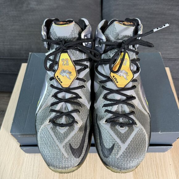 Nike LeBron XII 12 Flight Wolf Grey/Citrus 684593-080 Basketball Men\'s Size 13 main image 4